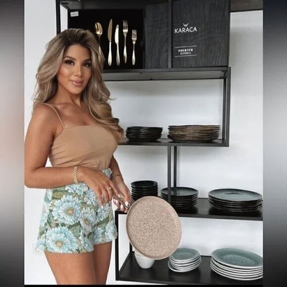 ZARA GREEN JACQUARD APPLIQUÉ SHORTS JEWELED - Picture 6 of 12